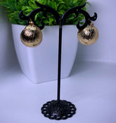 Gold-plated bold chubby titanium hoop spherical fashion female earrings